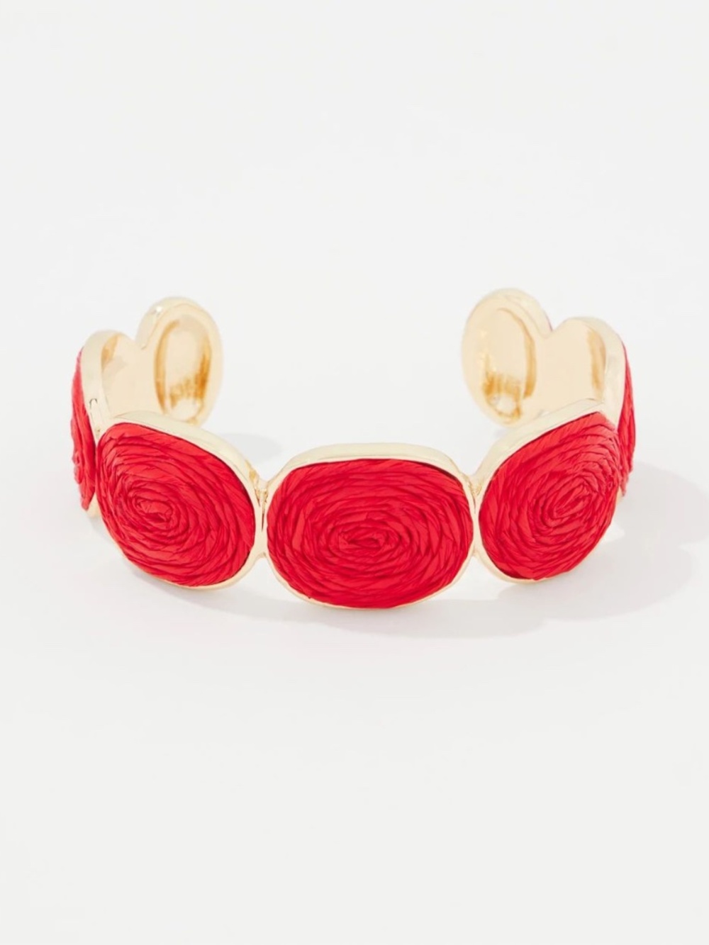 WHBM Red Raffia + Gold Cuff Bracelet NWT